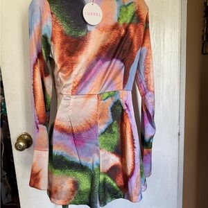 Luxxel Multicolor Abstract Long Sleeve Romper
